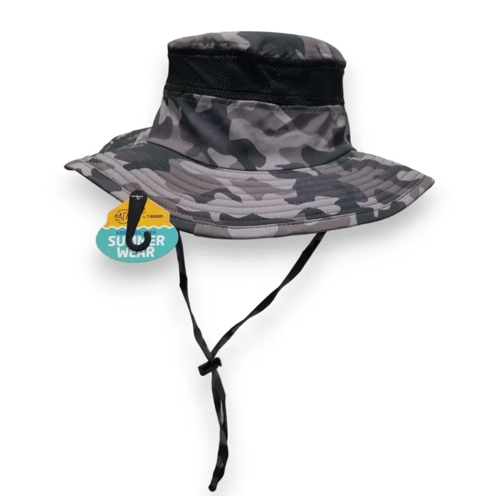 24/7 Life Outdoor Breathable Larry Bucket Hat In Grey Camo - Size OS‎